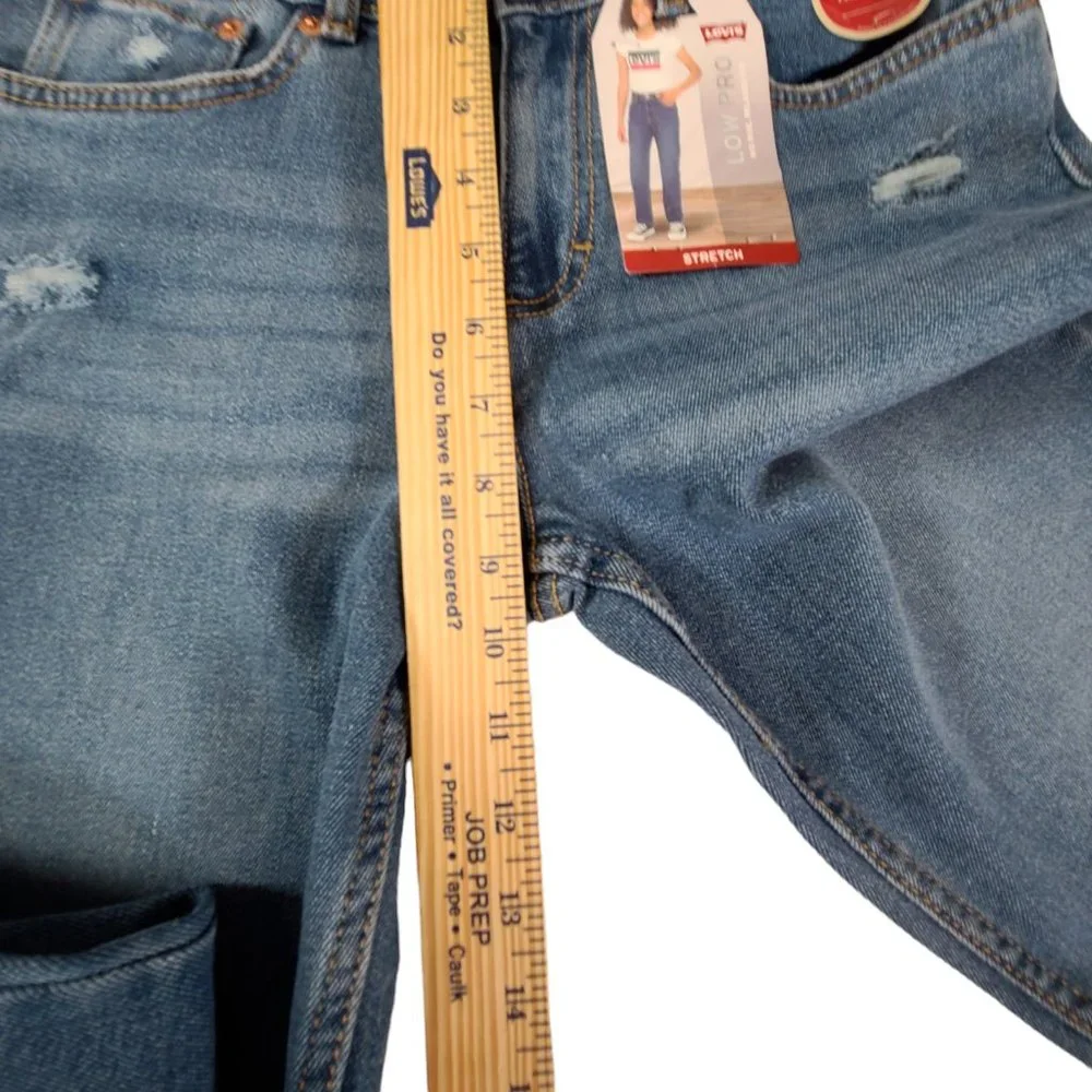Levi's Girls Size 12R Blue Solid Low Pro Straight Cut Jeans Mid Rise NWT - Picture 7 of 14